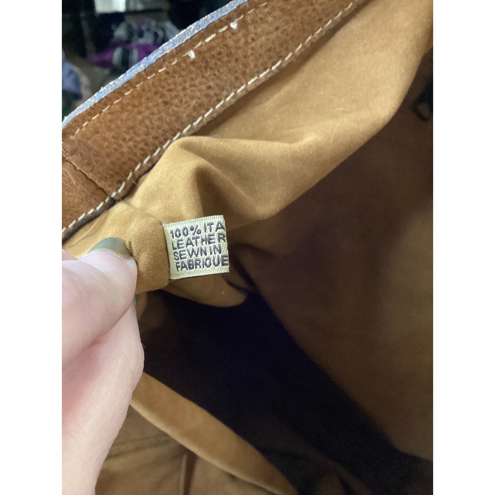 Patricia Nash Leopard Calf Hair Distressed Leather Tote Bag Brown Large Studded - Picture 9 of 10